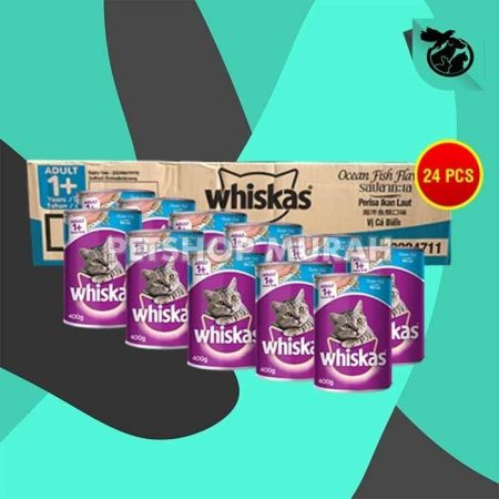 Makanan Basah Kucing Whiskas Kaleng Wetfod Grosir Dus Isi 24 PCS 400GR