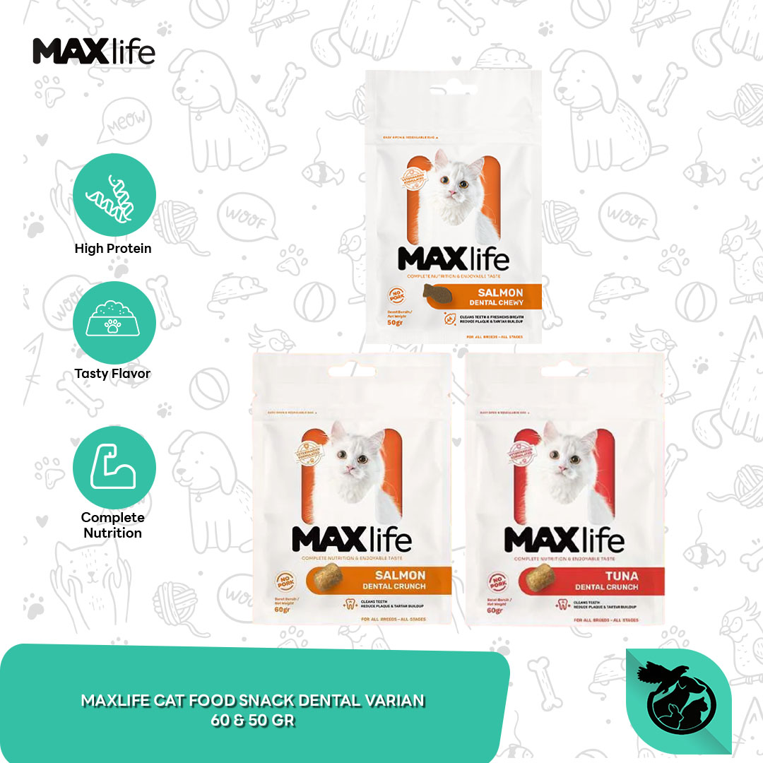 Maxlife Dental Crunch Cat Food Snack Makanan Pembersih Gigi Kucing 60 Gram
