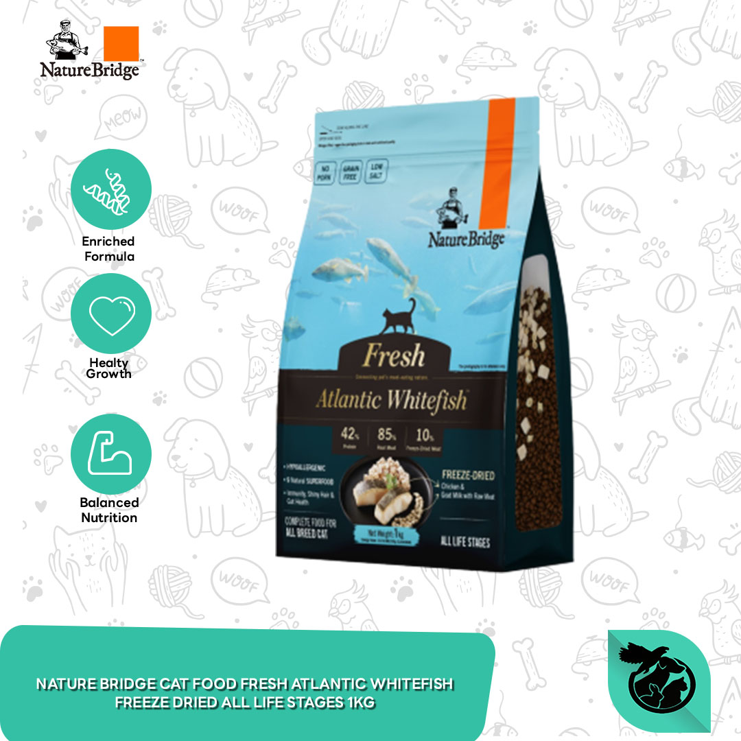 Nature Bridge Cat Food Fresh Atlantic Whitefish Freeze Dried All Life Stages 1 KG