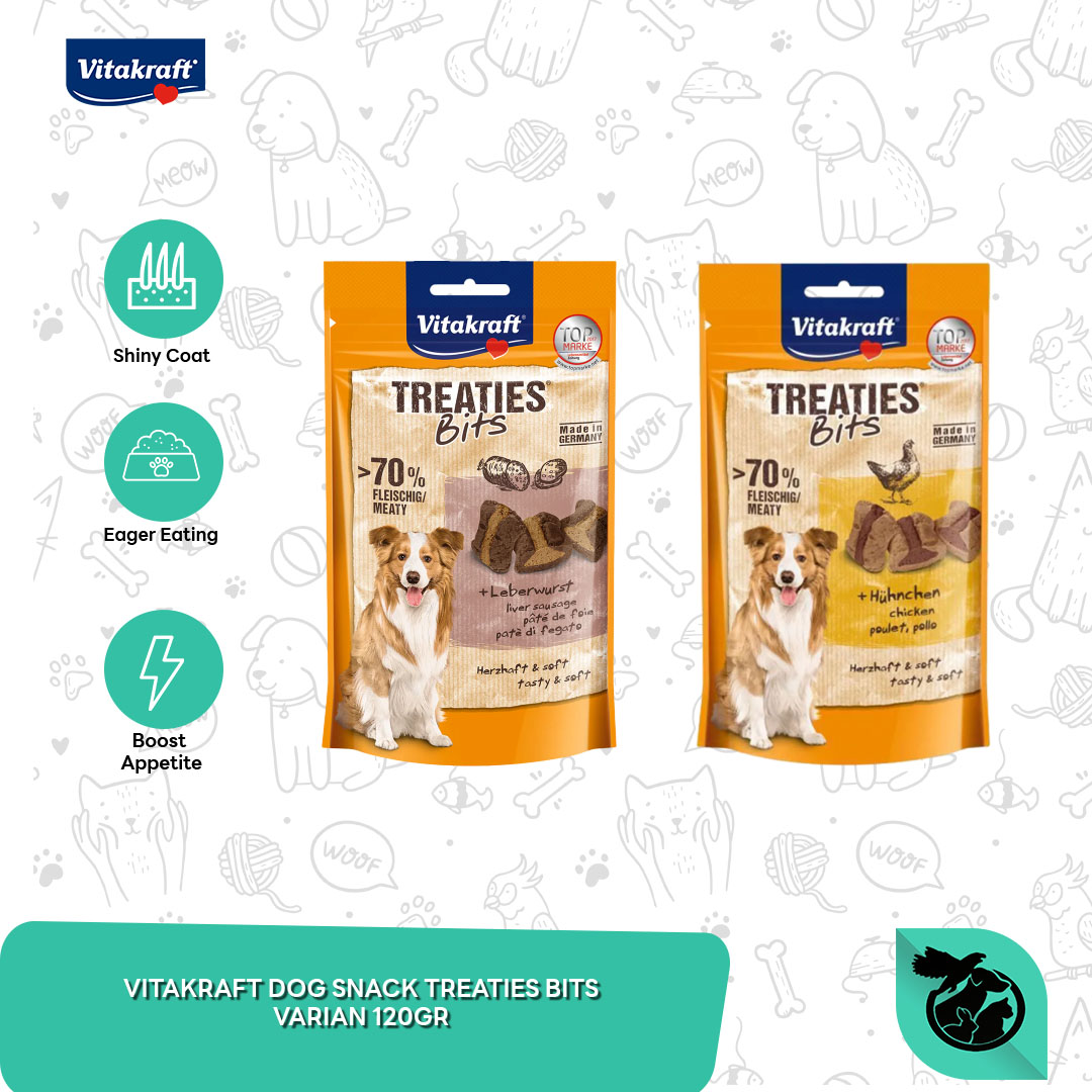Vitakraft Dog Treaties Bits Snack Anjing 120 Gram
