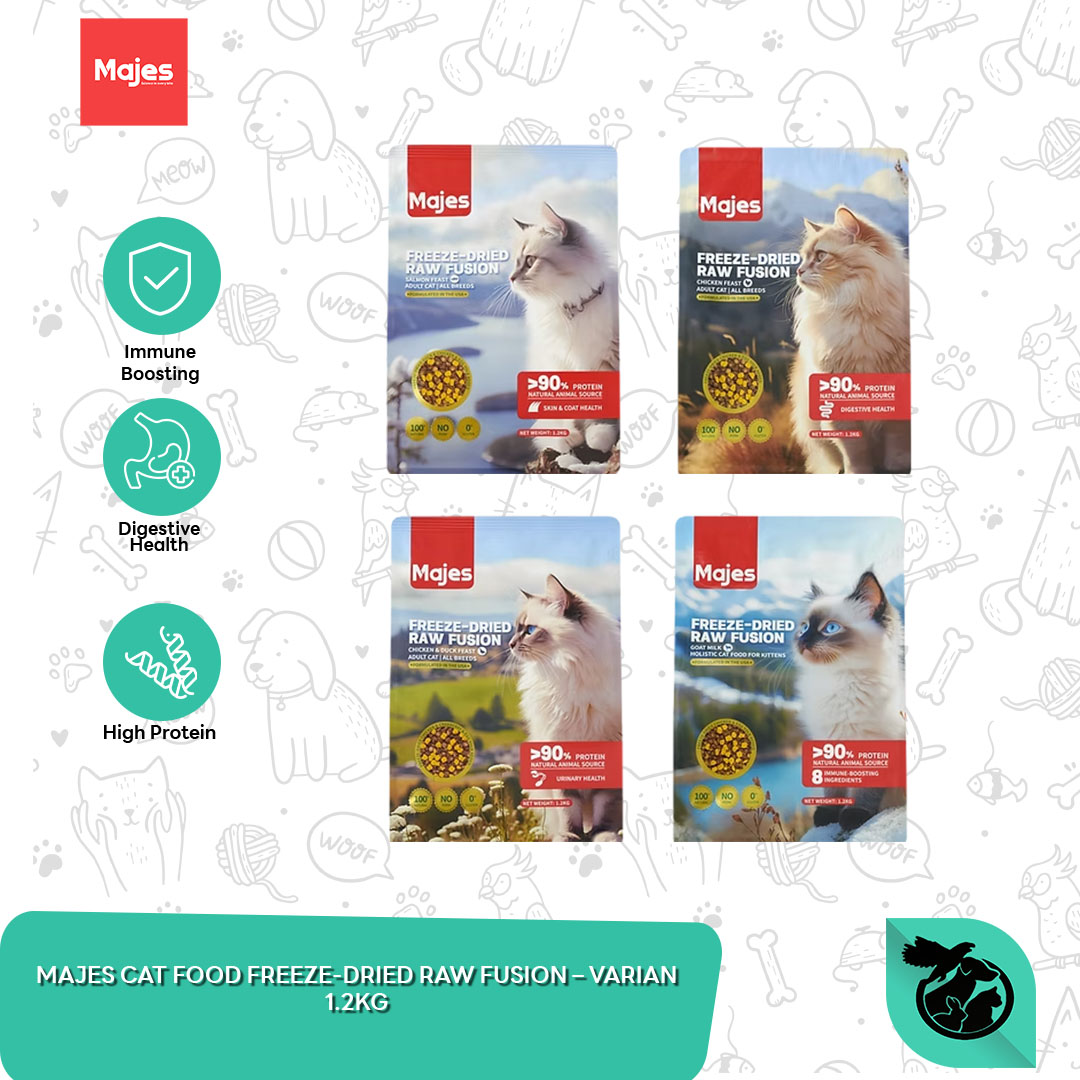 Majes Cat Dry Food Freeze Dried Raw Fushion Makanan Kucing 1.2 KG